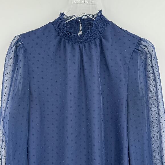 Draper James Lyndsay dress women's small Swiss dot smocked sheer sleeves mini - Picture 3 of 8
